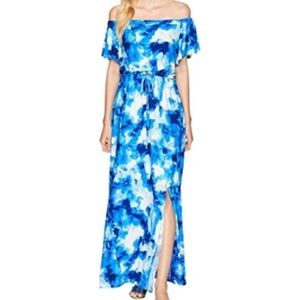 Nine West Dresses - NWT Nine West Blue White Off Shoulder Maxi Dress Nine West Dresses - NWT Nine West Blue White Off Shoulder Maxi Dress
